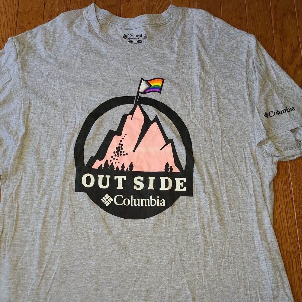 NWOT Columbia T-shirt Mens Medium Gray Crew Neck Short Sleeve Outside Pride XL
